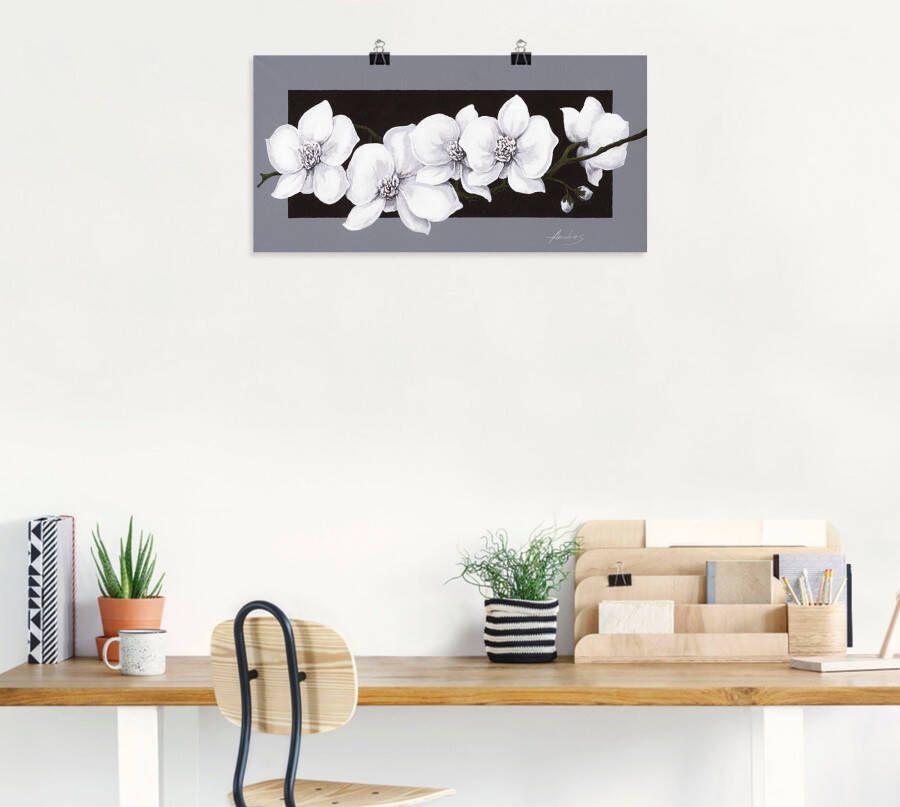 Artland Artprint Witte orchideeën op grijs als artprint van aluminium artprint voor buiten artprint op linnen poster muursticker