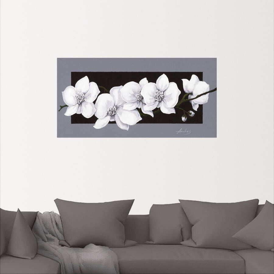 Artland Artprint Witte orchideeën op grijs als artprint van aluminium artprint voor buiten artprint op linnen poster muursticker