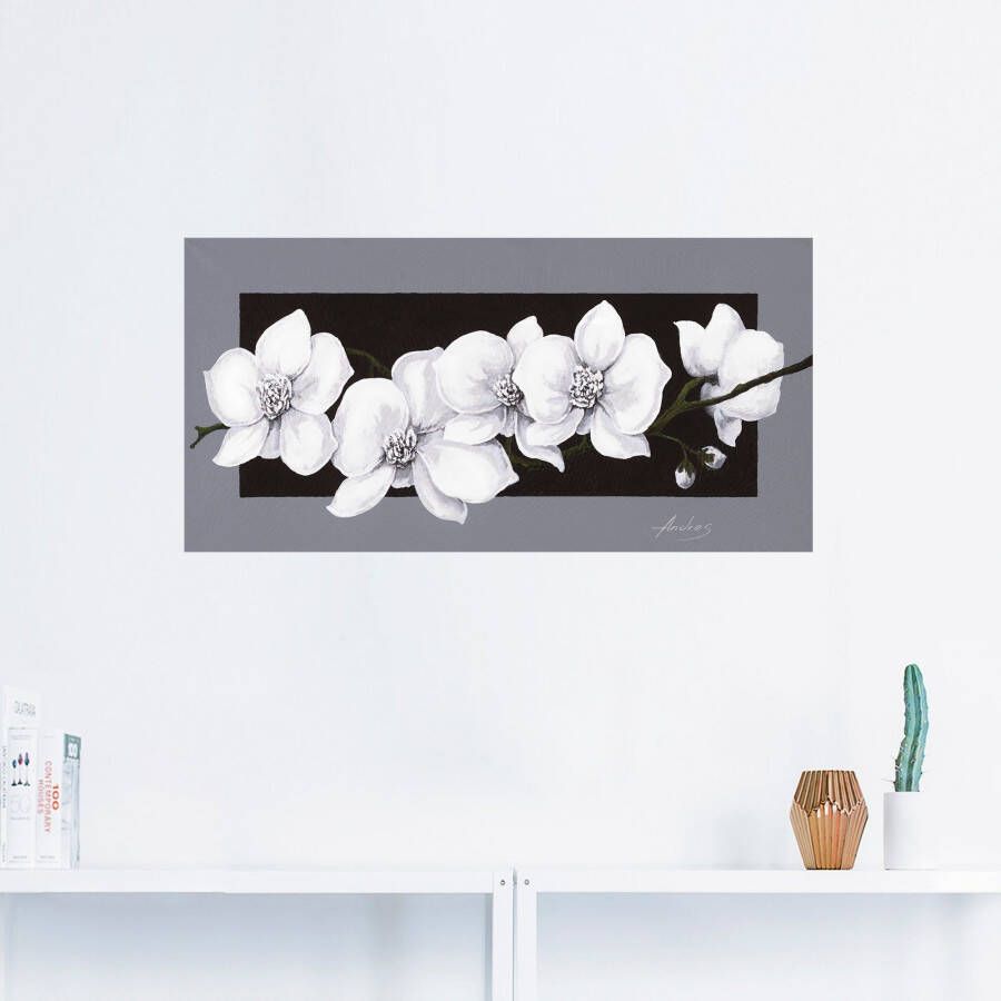 Artland Artprint Witte orchideeën op grijs als artprint van aluminium artprint voor buiten artprint op linnen poster muursticker