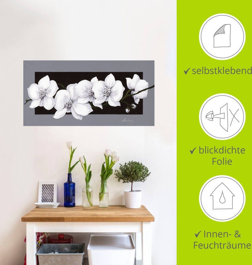 Artland Artprint Witte orchideeën op grijs als artprint van aluminium artprint voor buiten artprint op linnen poster muursticker