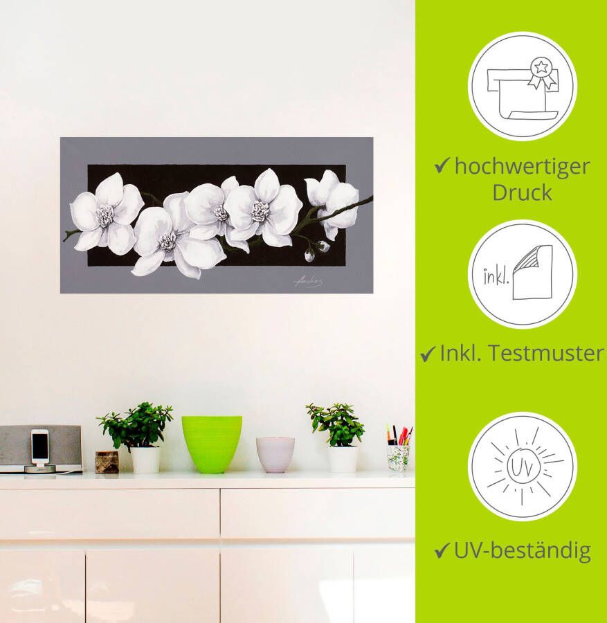 Artland Artprint Witte orchideeën op grijs als artprint van aluminium artprint voor buiten artprint op linnen poster muursticker