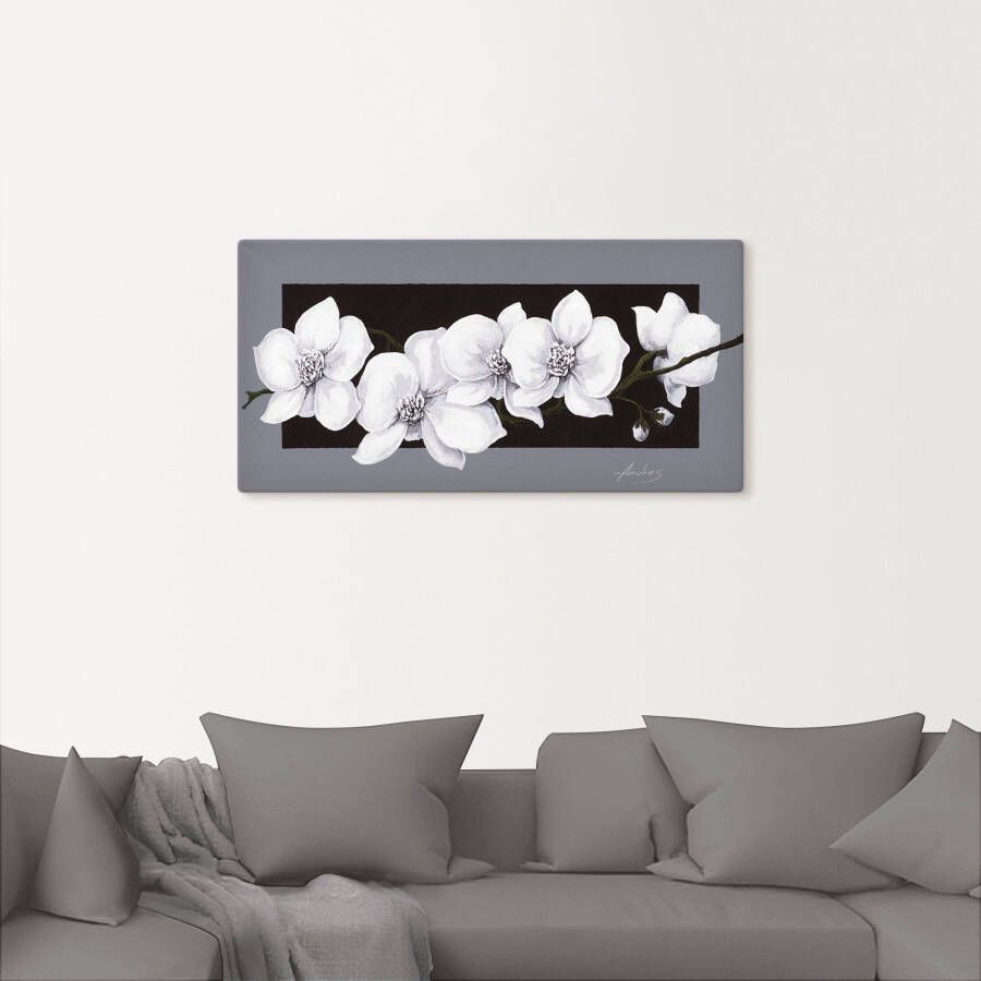 Artland Artprint Witte orchideeën op grijs als artprint van aluminium artprint voor buiten artprint op linnen poster muursticker