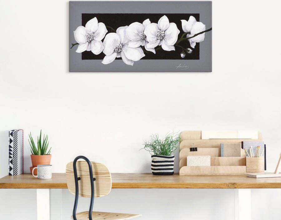 Artland Artprint Witte orchideeën op grijs als artprint van aluminium artprint voor buiten artprint op linnen poster muursticker