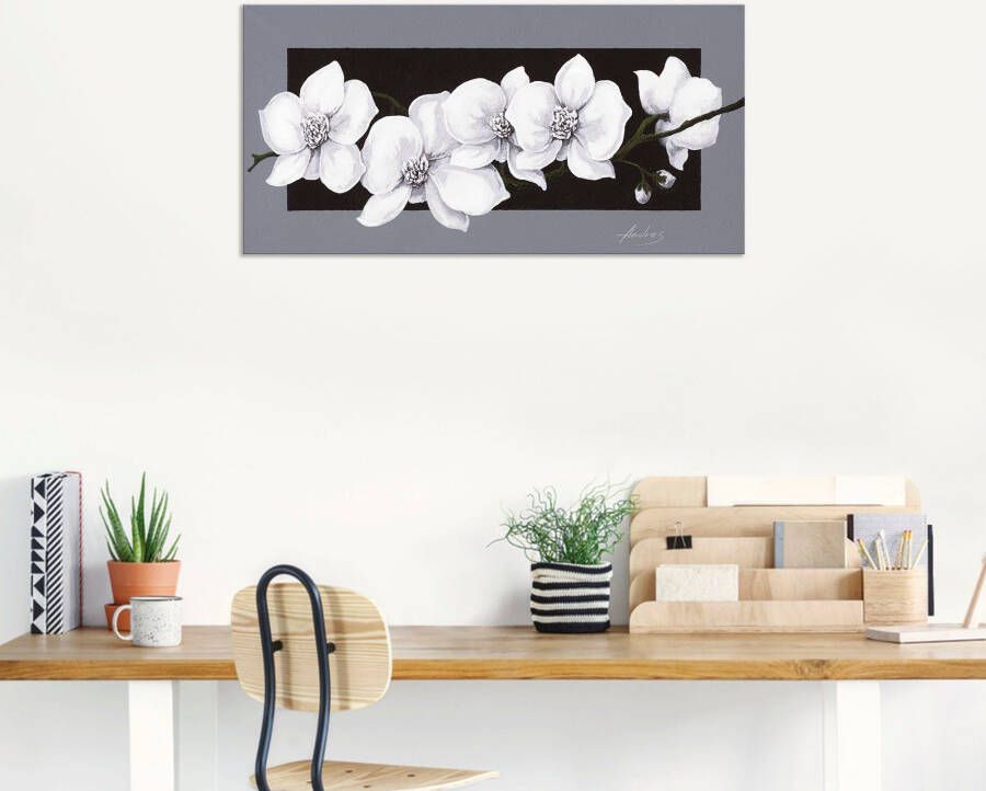 Artland Artprint Witte orchideeën op grijs als artprint van aluminium artprint voor buiten artprint op linnen poster muursticker