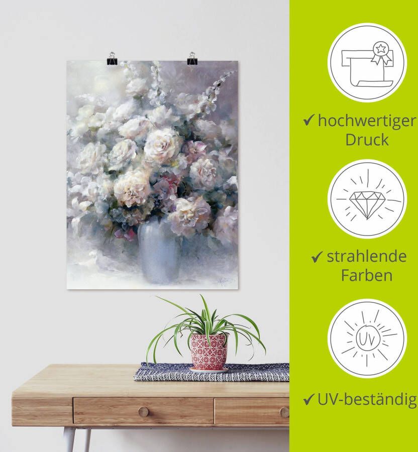 Artland Artprint Witte struisvogel als artprint op linnen poster in verschillende formaten maten