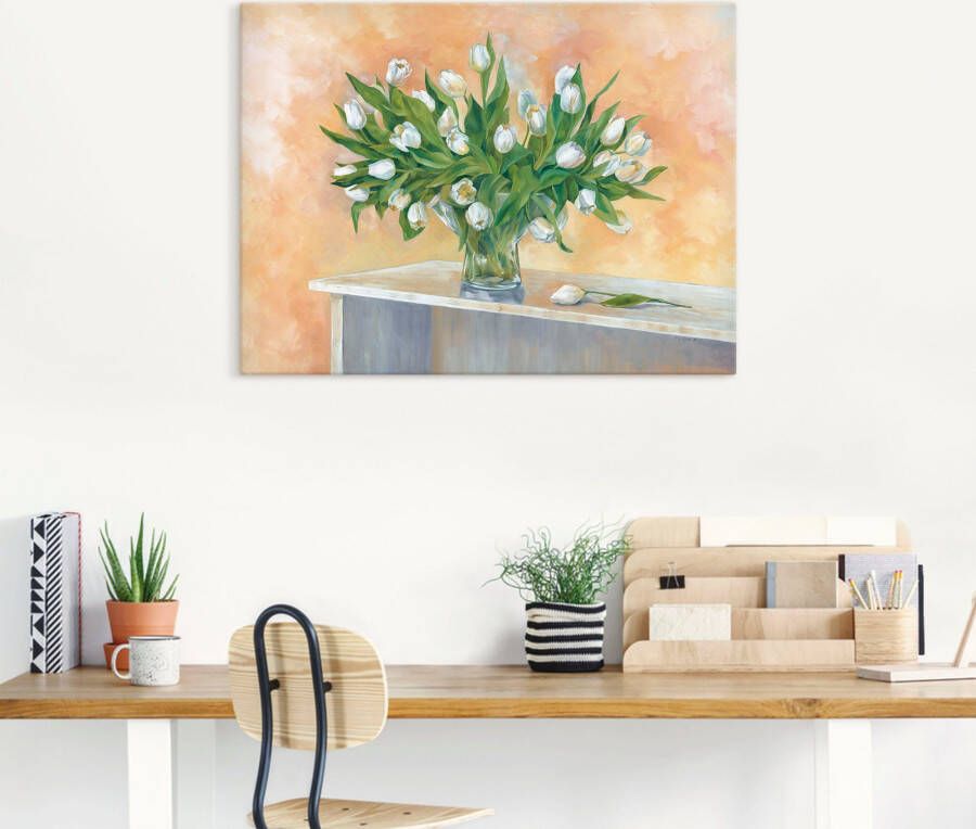 Artland Artprint Witte tulpen als artprint op linnen muursticker in verschillende maten