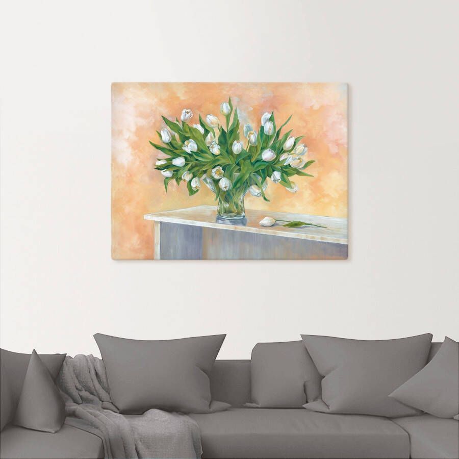 Artland Artprint Witte tulpen als artprint op linnen muursticker in verschillende maten