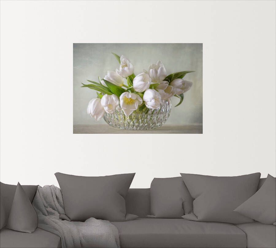 Artland Artprint Witte tulpen als artprint op linnen poster muursticker in verschillende maten