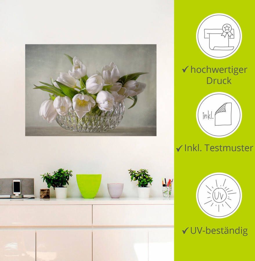 Artland Artprint Witte tulpen als artprint op linnen poster muursticker in verschillende maten