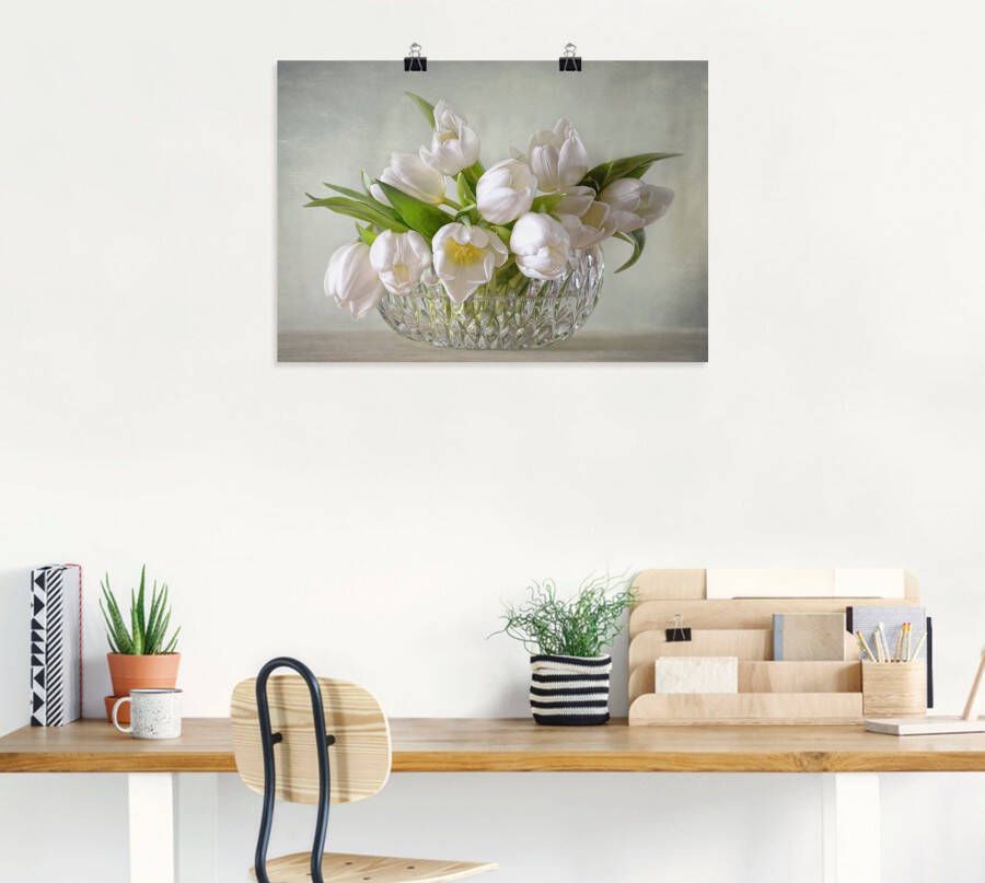 Artland Artprint Witte tulpen als artprint op linnen poster muursticker in verschillende maten