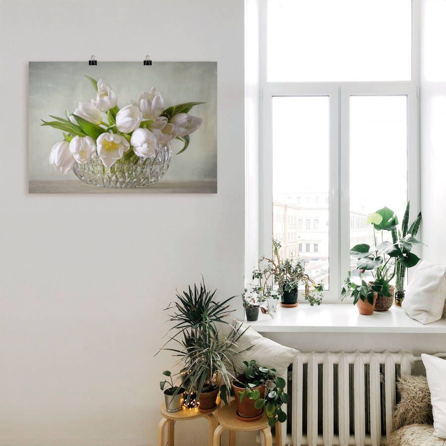 Artland Artprint Witte tulpen als artprint op linnen poster muursticker in verschillende maten