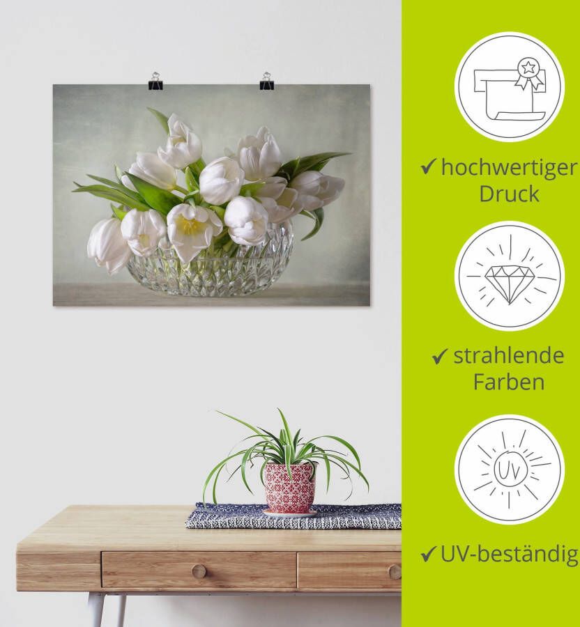 Artland Artprint Witte tulpen als artprint op linnen poster muursticker in verschillende maten