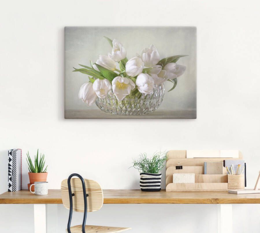 Artland Artprint Witte tulpen als artprint op linnen poster muursticker in verschillende maten