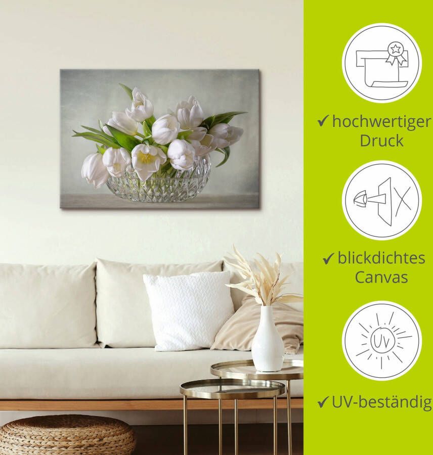 Artland Artprint Witte tulpen als artprint op linnen poster muursticker in verschillende maten