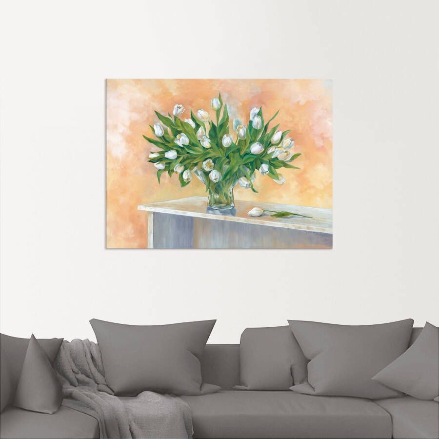 Artland Artprint Witte tulpen als artprint op linnen muursticker in verschillende maten - Foto 3