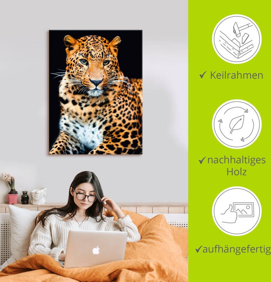 Artland Artprint Woedende wilde luipaard als artprint van aluminium artprint voor buiten artprint op linnen poster muursticker