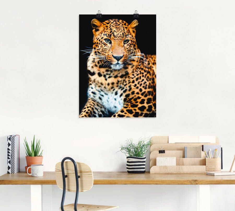 Artland Artprint Woedende wilde luipaard als artprint van aluminium artprint voor buiten artprint op linnen poster muursticker