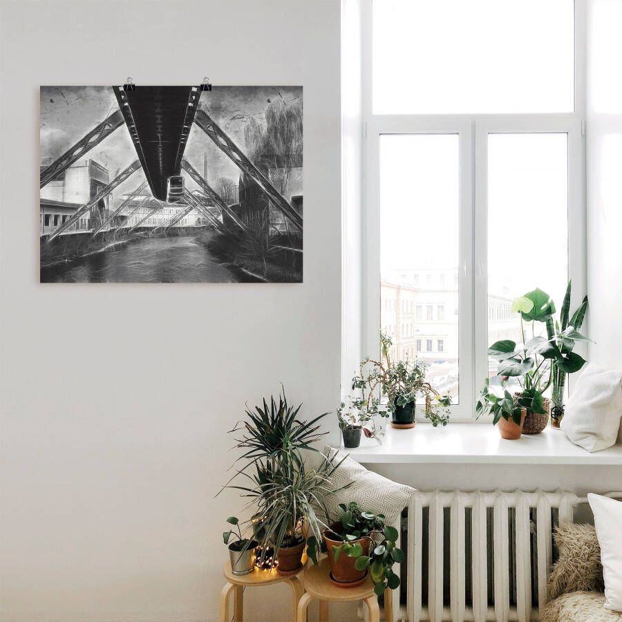 Artland Artprint Wuppertal skyline collage II als artprint op linnen poster in verschillende formaten maten