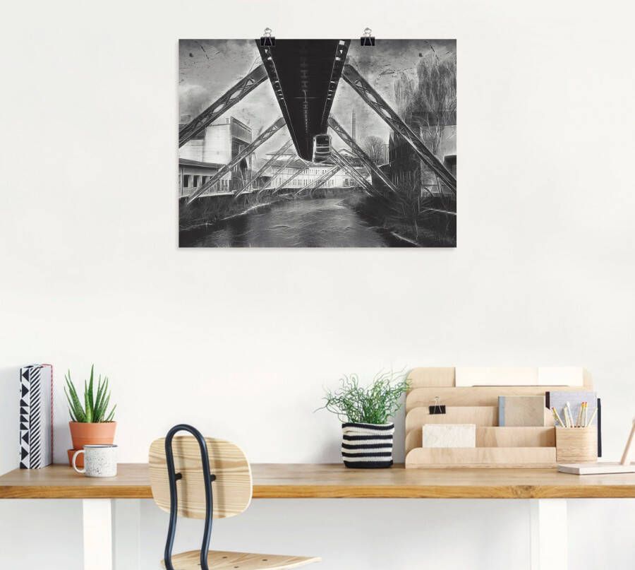 Artland Artprint Wuppertal skyline collage II als artprint op linnen poster in verschillende formaten maten