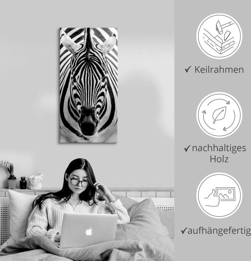 Artland Artprint Zebra als artprint op linnen poster muursticker in verschillende maten