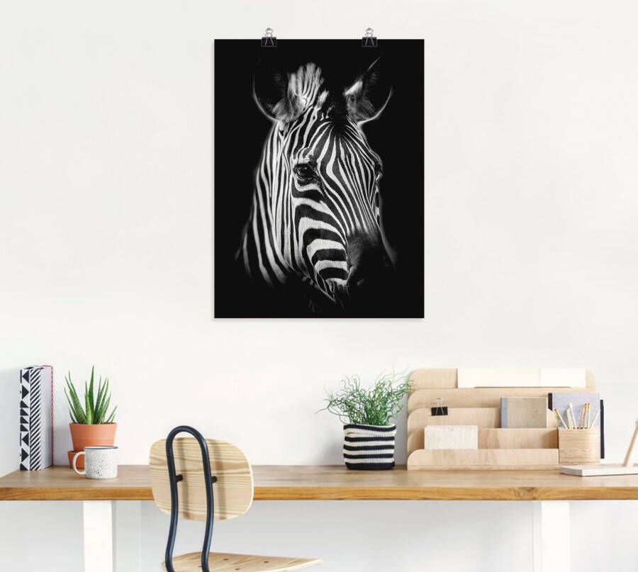 Artland Artprint Zebra als artprint van aluminium artprint voor buiten artprint op linnen poster muursticker