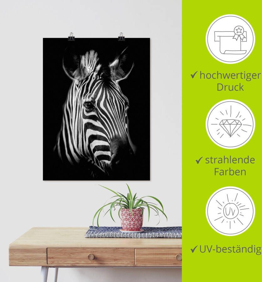 Artland Artprint Zebra als artprint van aluminium artprint voor buiten artprint op linnen poster muursticker
