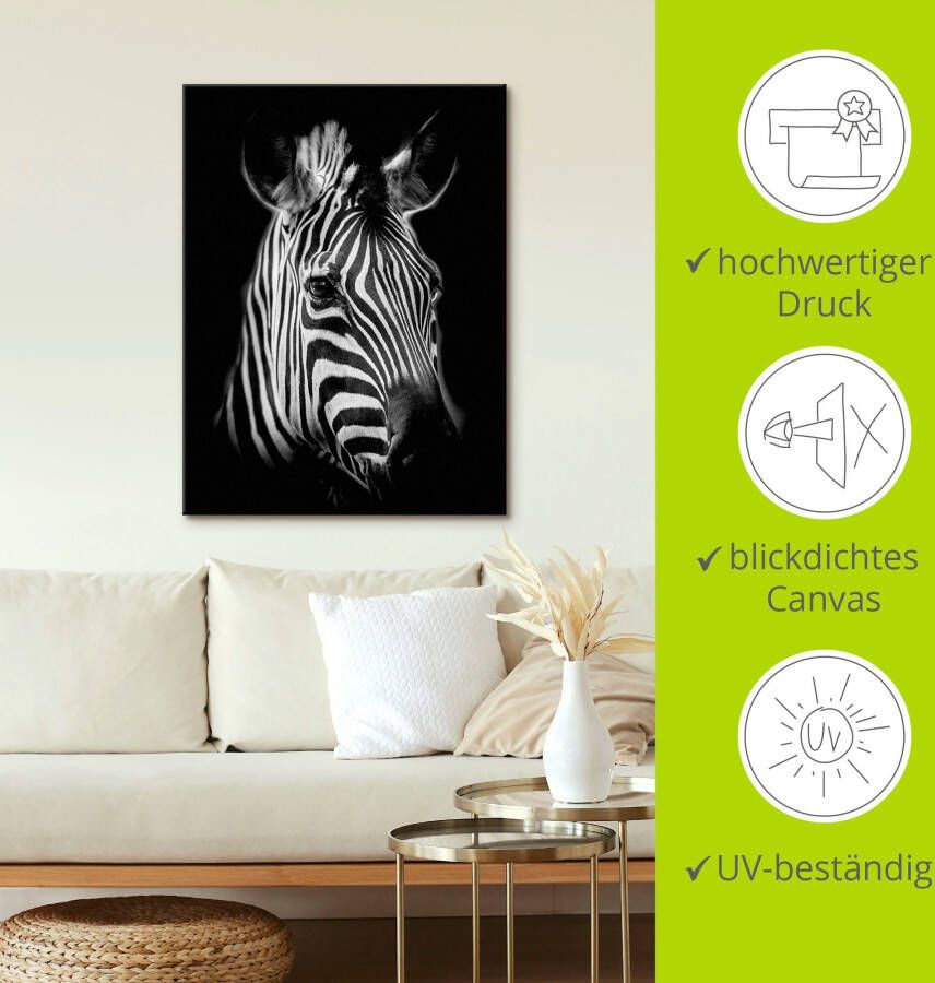 Artland Artprint Zebra als artprint van aluminium artprint voor buiten artprint op linnen poster muursticker