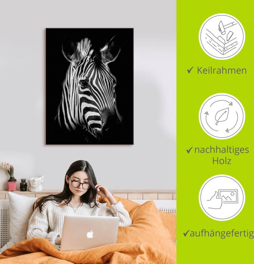 Artland Artprint Zebra als artprint van aluminium artprint voor buiten artprint op linnen poster muursticker