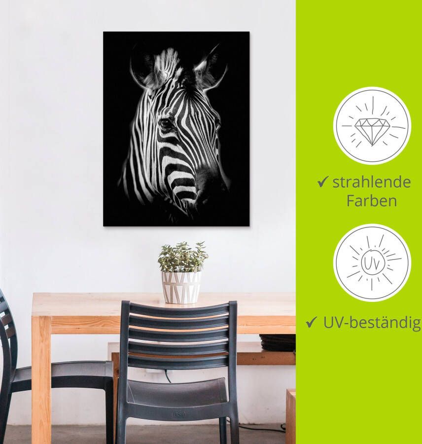 Artland Artprint Zebra als artprint van aluminium artprint voor buiten artprint op linnen poster muursticker