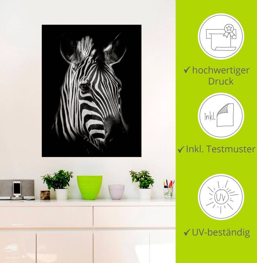 Artland Artprint Zebra als artprint van aluminium artprint voor buiten artprint op linnen poster muursticker