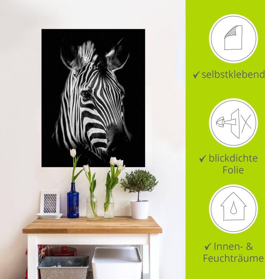 Artland Artprint Zebra als artprint van aluminium artprint voor buiten artprint op linnen poster muursticker