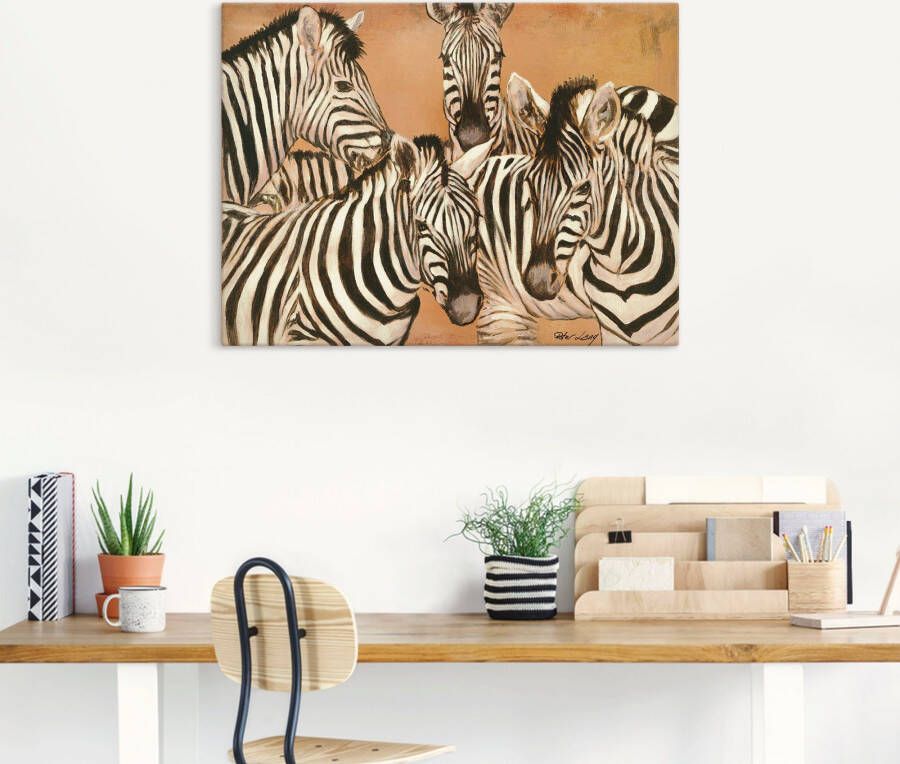 Artland Artprint Zebra's als artprint op linnen poster in verschillende formaten maten