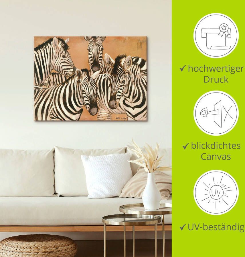 Artland Artprint Zebra's als artprint op linnen poster in verschillende formaten maten