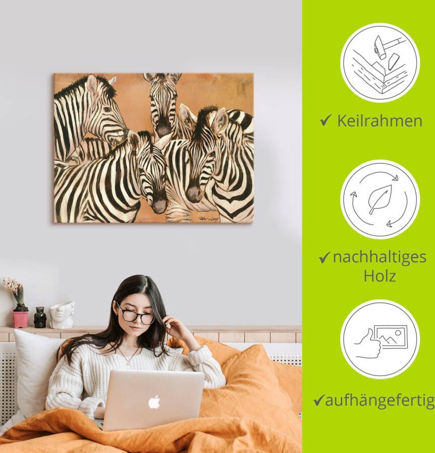 Artland Artprint Zebra's als artprint op linnen poster in verschillende formaten maten