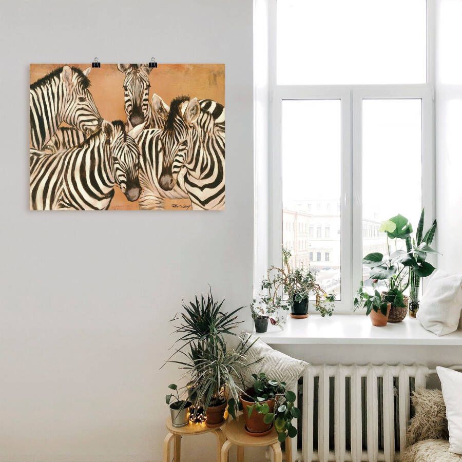 Artland Artprint Zebra's als artprint op linnen poster in verschillende formaten maten