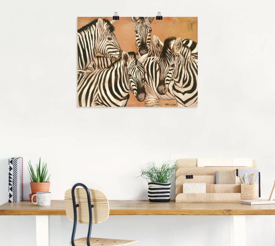 Artland Artprint Zebra's als artprint op linnen poster in verschillende formaten maten