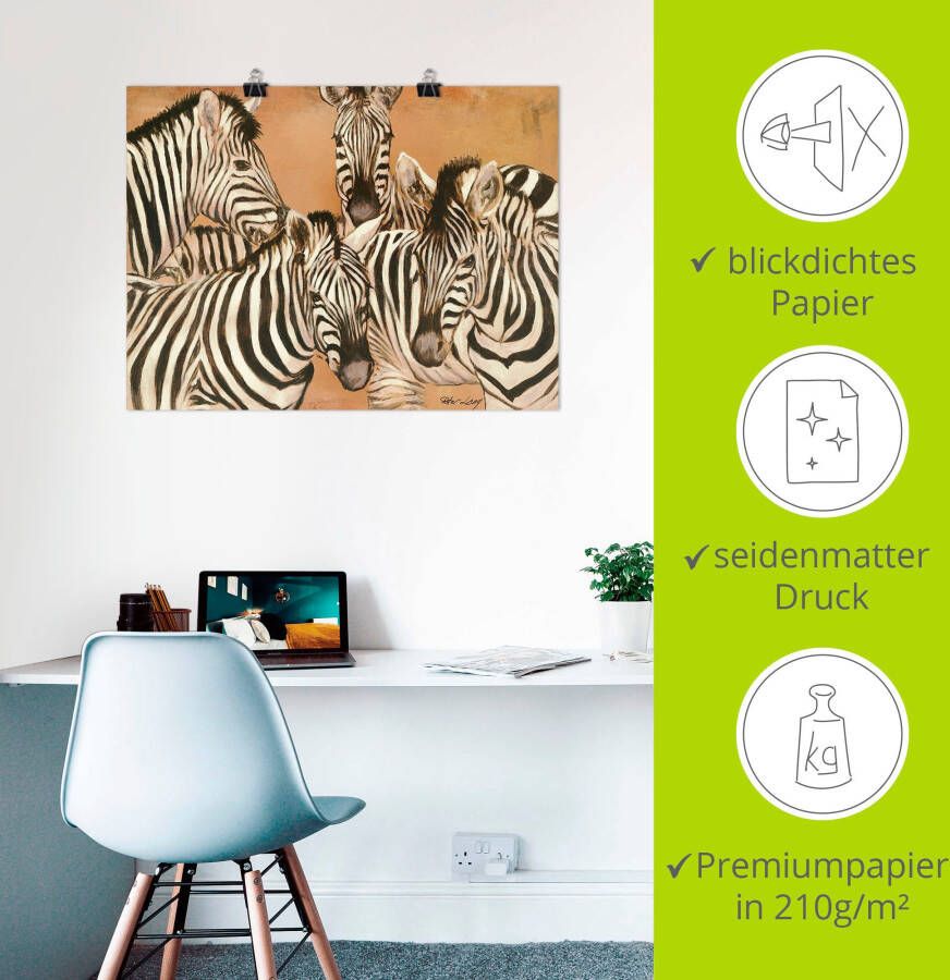 Artland Artprint Zebra's als artprint op linnen poster in verschillende formaten maten