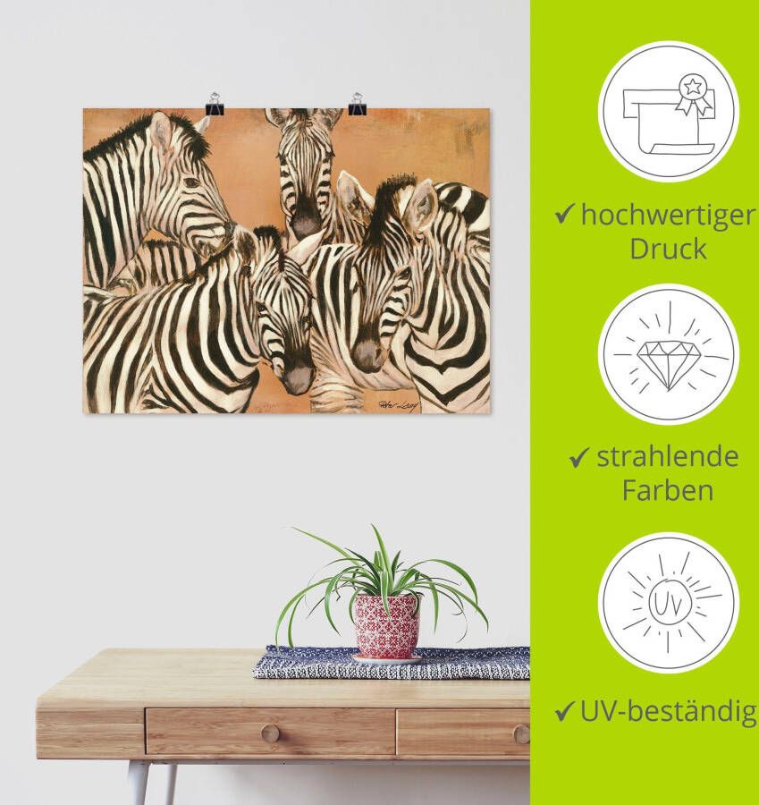 Artland Artprint Zebra's als artprint op linnen poster in verschillende formaten maten