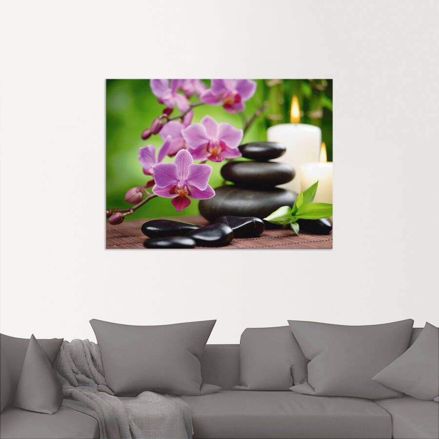 Artland Artprint Zen basaltstenen en bamboe op hout als artprint van aluminium artprint voor buiten artprint op linnen poster muursticker