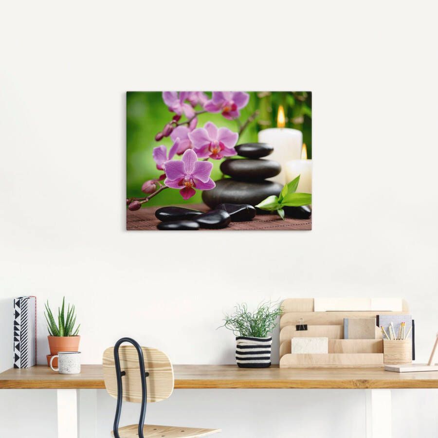 Artland Artprint Zen basaltstenen en bamboe op hout als artprint van aluminium artprint voor buiten artprint op linnen poster muursticker