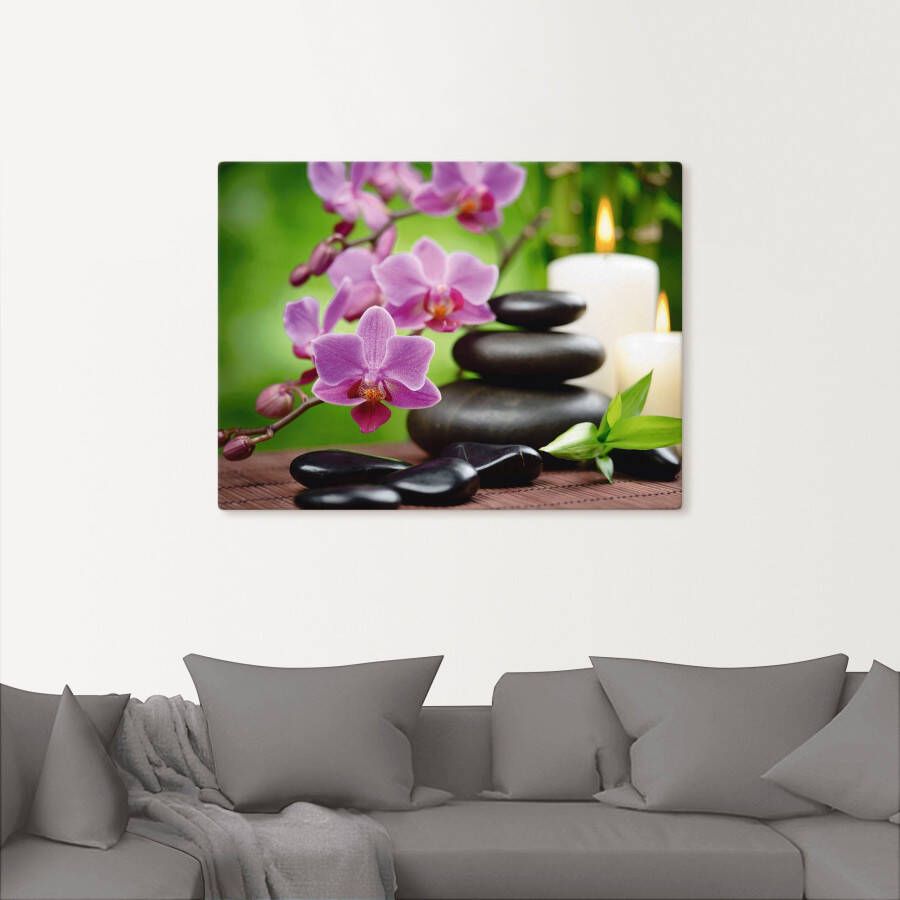 Artland Artprint Zen basaltstenen en bamboe op hout als artprint van aluminium artprint voor buiten artprint op linnen poster muursticker