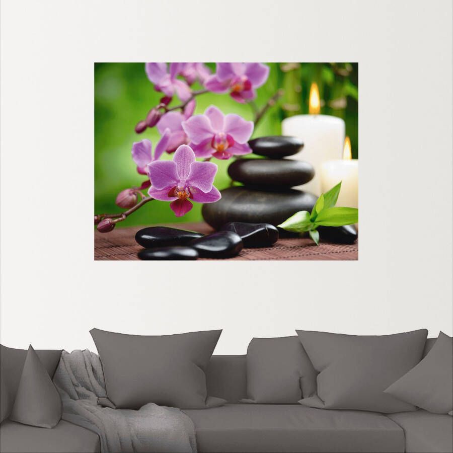 Artland Artprint Zen basaltstenen en bamboe op hout als artprint van aluminium artprint voor buiten artprint op linnen poster muursticker