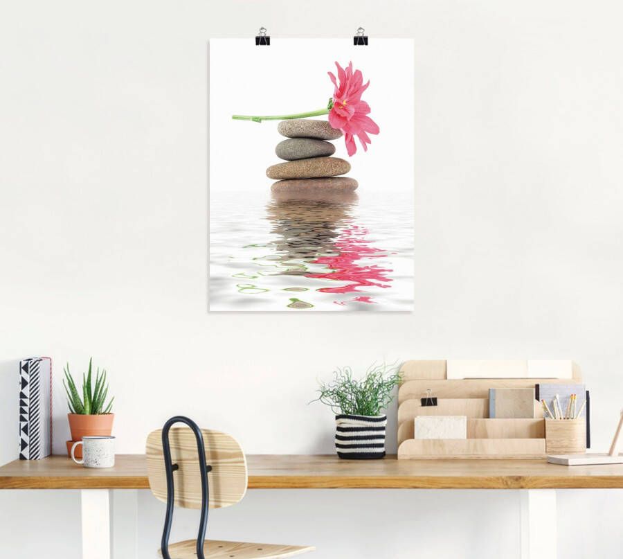 Artland Artprint Zen Spa stenen met bloemen I als artprint op linnen poster in verschillende formaten maten