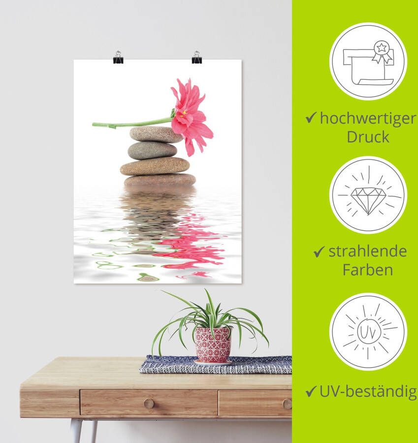 Artland Artprint Zen Spa stenen met bloemen I als artprint op linnen poster in verschillende formaten maten