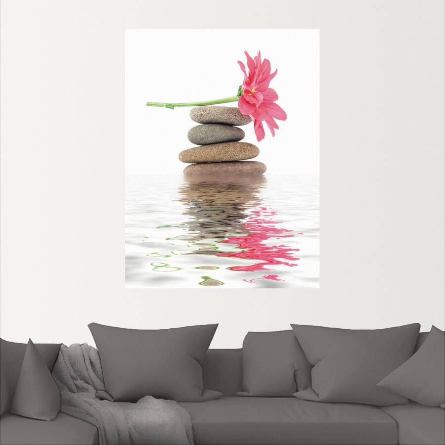 Artland Artprint Zen Spa stenen met bloemen I als artprint op linnen poster in verschillende formaten maten