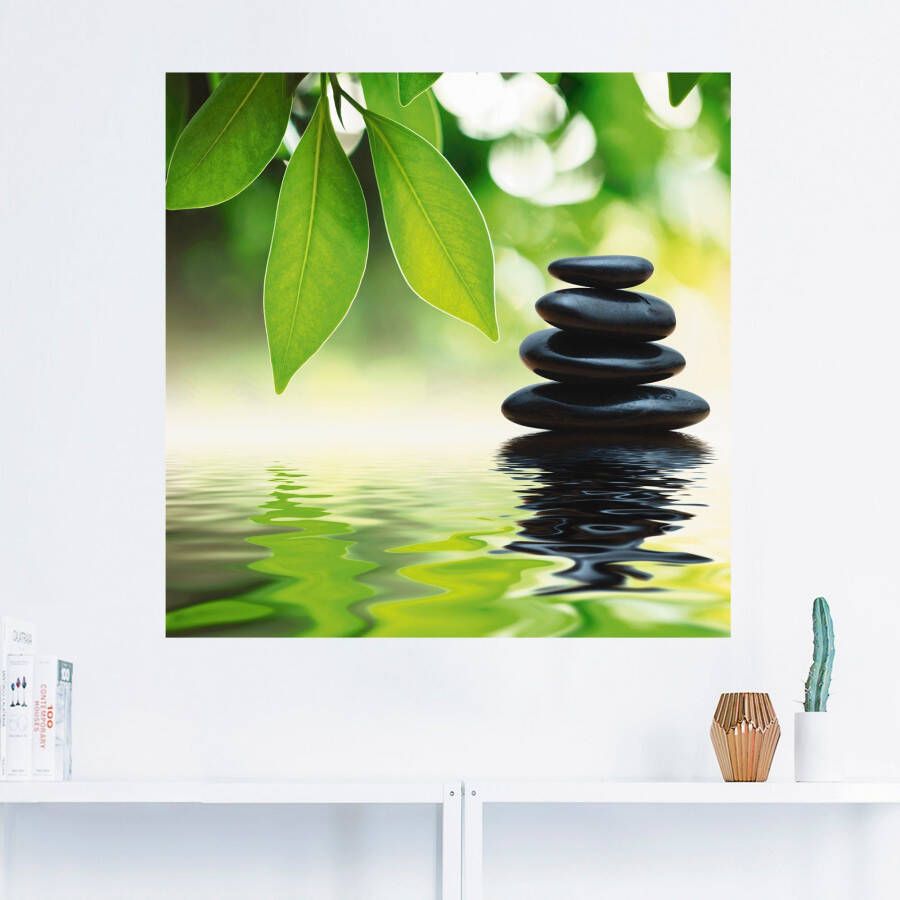 Artland Artprint Zen steenpiramide op wateroppervlak als artprint op linnen poster muursticker in verschillende maten