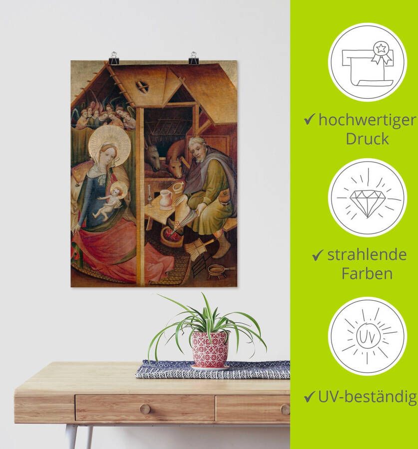 Artland Artprint Zogenaamde gouden tafel. Geboorte van Christus als artprint op linnen muursticker of poster in verschillende maten