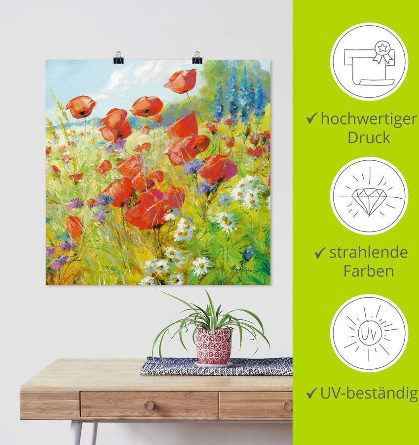 Artland Artprint Zomerweide met klaprozen als artprint van aluminium artprint voor buiten artprint op linnen poster in verschillende maten. maten