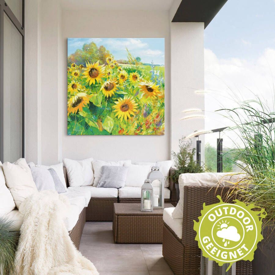 Artland Artprint Zomerweide met zonnebloemen als artprint van aluminium artprint voor buiten artprint op linnen poster muursticker