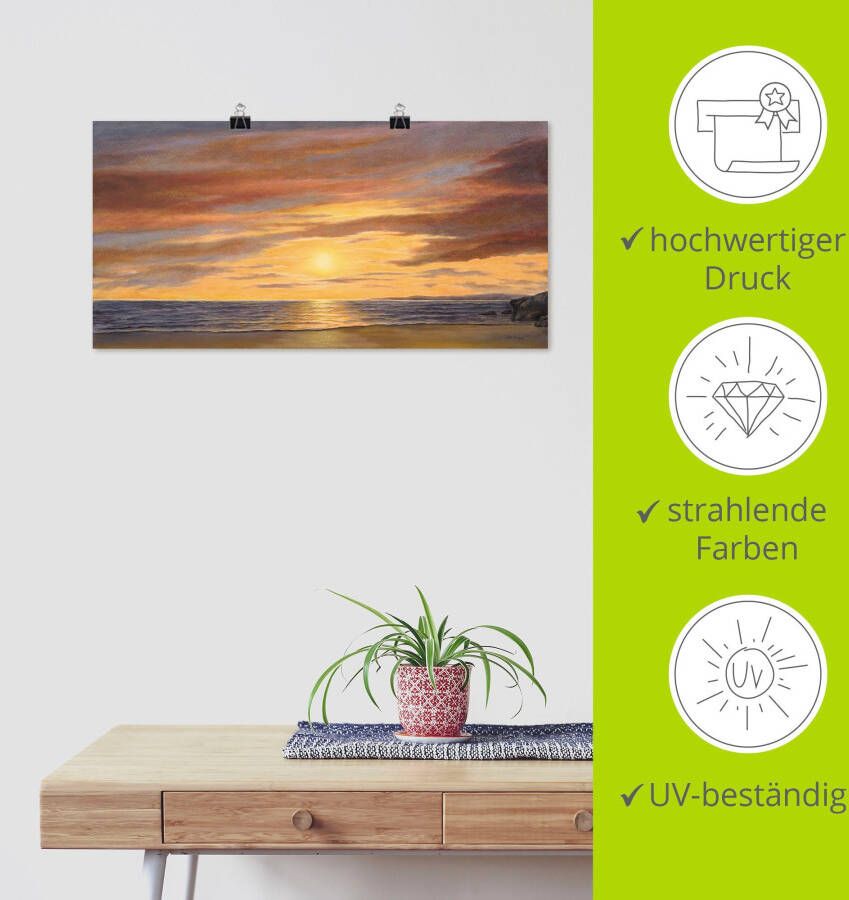 Artland Artprint Zon aan het strand als artprint van aluminium artprint voor buiten artprint op linnen poster muursticker